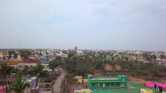 Jagannath Puri ancient temple in India, Odisha, aerial drone view 4k