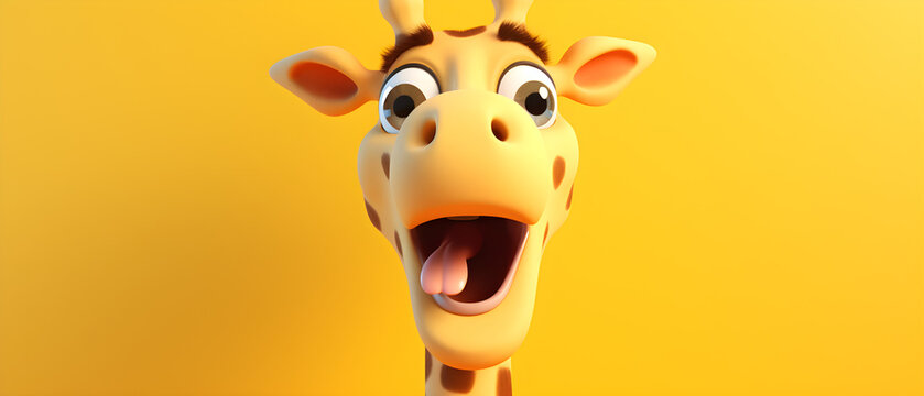 Giraffe on isolated Peach color background created with Generative AI Technology