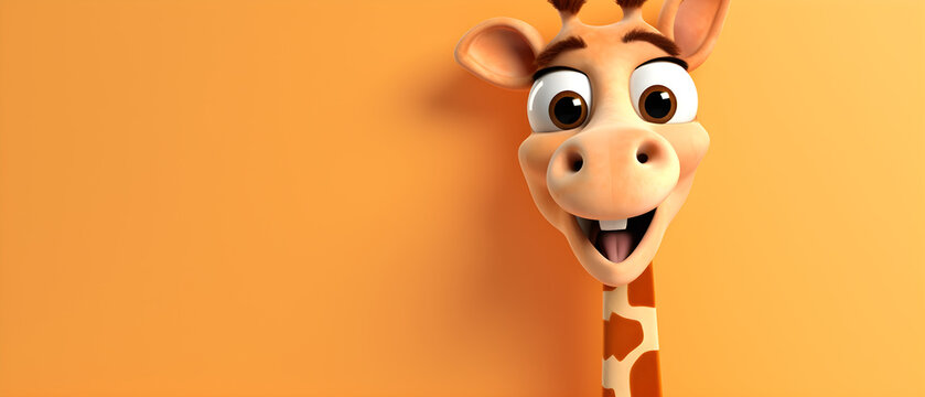 Giraffe on isolated Peach color background created with Generative AI Technology