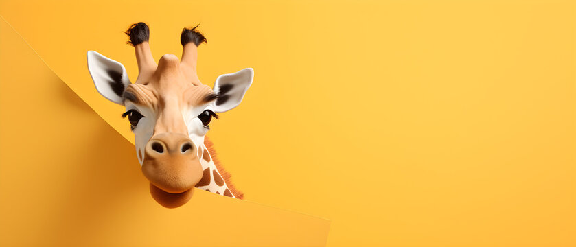 Giraffe on isolated Peach color background created with Generative AI Technology