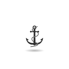 Anchor logo icon boat ship with shadow