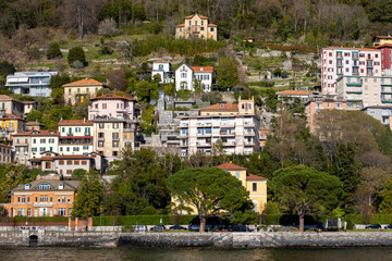 Fototapeta na wymiar Lago di Como, Lake Como, Italy, with Palacio's in summer