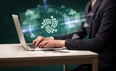 business hand working in stock market