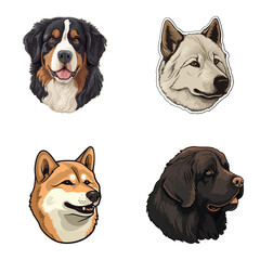 Dogs2 Flat Icon Set Isolated On White Background