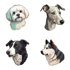 Obraz premium Dogs2 Flat Icon Set Isolated On White Background