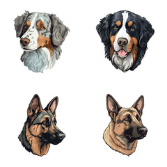 Dogs2 Flat Icon Set Isolated On White Background