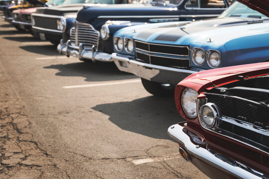 Vintage cars in a row at a car show © Mariusz Blach