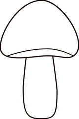 Mushroom coloring drawing. Line style mushroom.