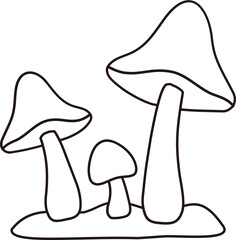 Mushroom coloring drawing. Line style mushroom.
