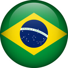 Fototapeta premium Brazil flag button. Emblem of Brazil. Vector flag, symbol. Colors and proportion correctly.