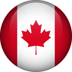 Obraz premium Canada flag button. Emblem of Canada. Vector flag, symbol. Colors and proportion correctly.