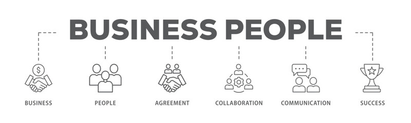 Business people banner web icon vector illustration concept with icon of business, people, agreement, collaboration, communication and success
