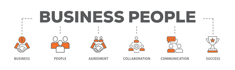 Business people banner web icon vector illustration concept with icon of business, people, agreement, collaboration, communication and success
