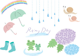 梅雨のモチーフセット