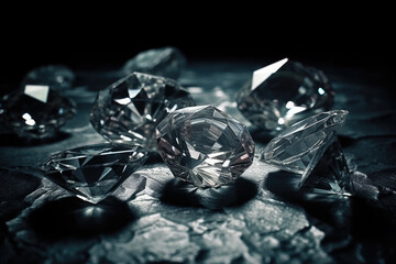 diamond on black background created with Generative AI technology