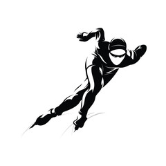 Fototapeta na wymiar Silhouette of a speed skater vector illustration. Sport emblem. Winter sport vector icon.