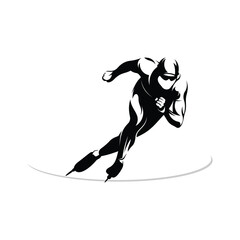 Silhouette of a speed skater vector illustration. Sport emblem. Winter sport vector icon. © jon studio