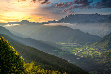 Stunning view on Soca valley and Kobarid town