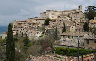 Panoramic view of Todi medieval village in Umbria Italy