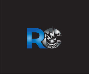 Electric Energy abstract RC letter creative logo Technology Design Blue or Silver Color
