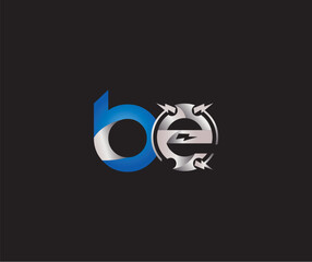 BE letter Electric Energy abstract Technology logo with creative Design Blue or Silver Color