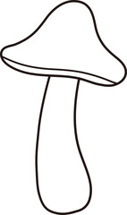 Mushroom icon. Mushroom coloring drawing. Line style mushroom.