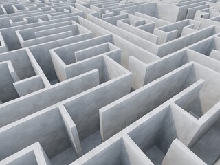 endless maze concrete space ,3d rendering