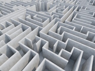 endless maze concrete space ,3d rendering