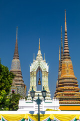 Fototapeta premium Details of Pagoda's in courtyard in the Royal Palace in Bangkok