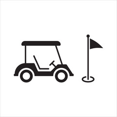 Golf car vector icon. Golf cart symbol. Outdoor golf car flat sign design pictogram illustration. UX UI icon