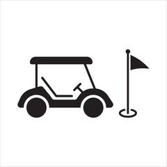 Golf car vector icon. Golf cart symbol. Outdoor golf car flat sign design pictogram illustration. UX UI icon