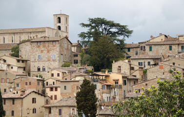 Fototapeta na wymiar View of the historic center of Todi town in the Umbria region Italy