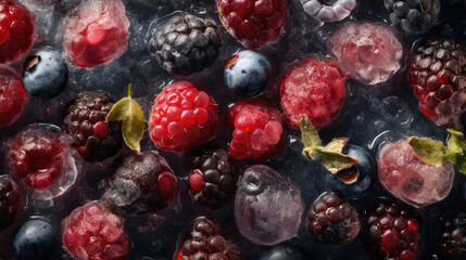 Berries mixed with ice