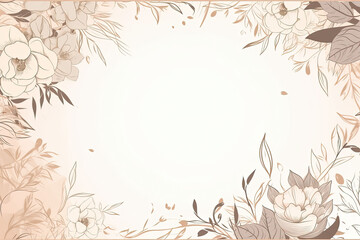 Fototapeta na wymiar Vintage background with flowers and leaves pencil art. Generative AI