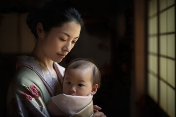 Japanese Motherhood: Love's Warm Embrace.
Generative AI