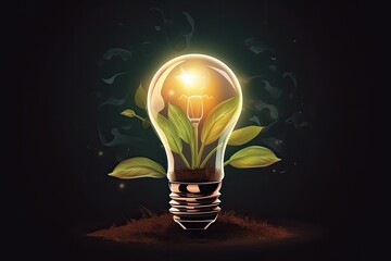 plant growing from a light bulb. Generative AI