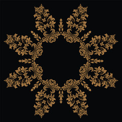 Gold floral pattern on a black background