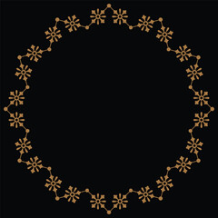 Fototapeta na wymiar Gold frame with a floral pattern on a black background