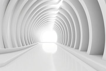 bright light at the end of a white tunnel. Generative AI