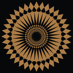 A black and gold design with a circle in the center.
