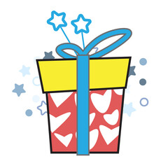 Gift boxes, Colorful wrapped. Sale shopping concept. Birthday Party Christmas. Cartoon elements, flat design illustration.