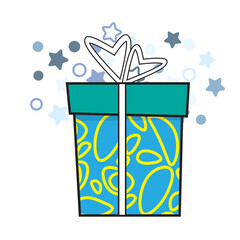 Gift boxes, Colorful wrapped. Sale shopping concept. Birthday Party Christmas. Cartoon elements, flat design illustration.