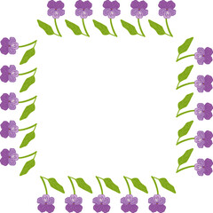 Square frame with vertical forest viola on a white background. Vector image.