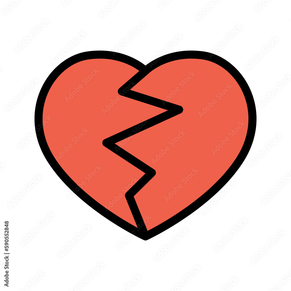 Wall mural Broken heart color line icon