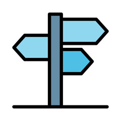 Street sign color line icon