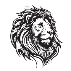 Lion head on a white background. Vector silhouette svg illustration.