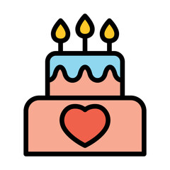 Wedding cake color line icon