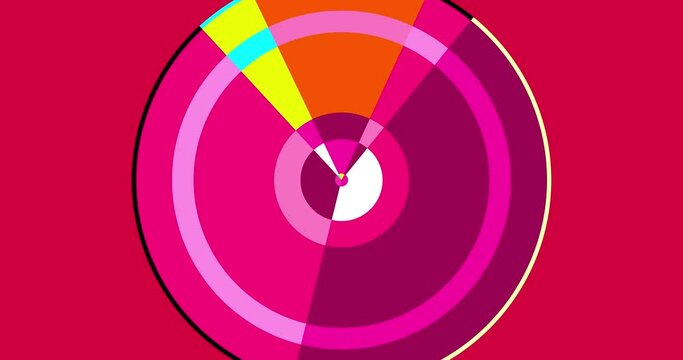 Wipe circle rotation wipes 2 random color versions. Linear animation geometric figure. Seamless loop isolated. Motion design element. Business, art, fashion, etc...