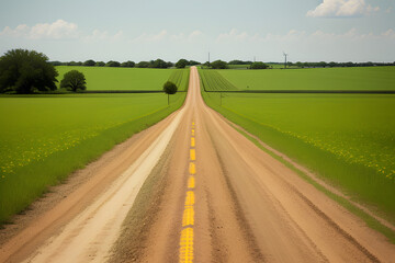 A dirt farm road in Shamrock, Texas