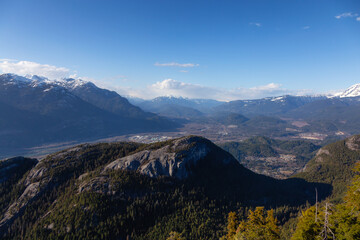 Chief Mountain View from Above. Squamish, BC, Canada. Canadian Nature Landscape Background.